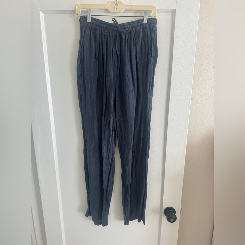 Women’s Lightweight Navy Linen Pants
